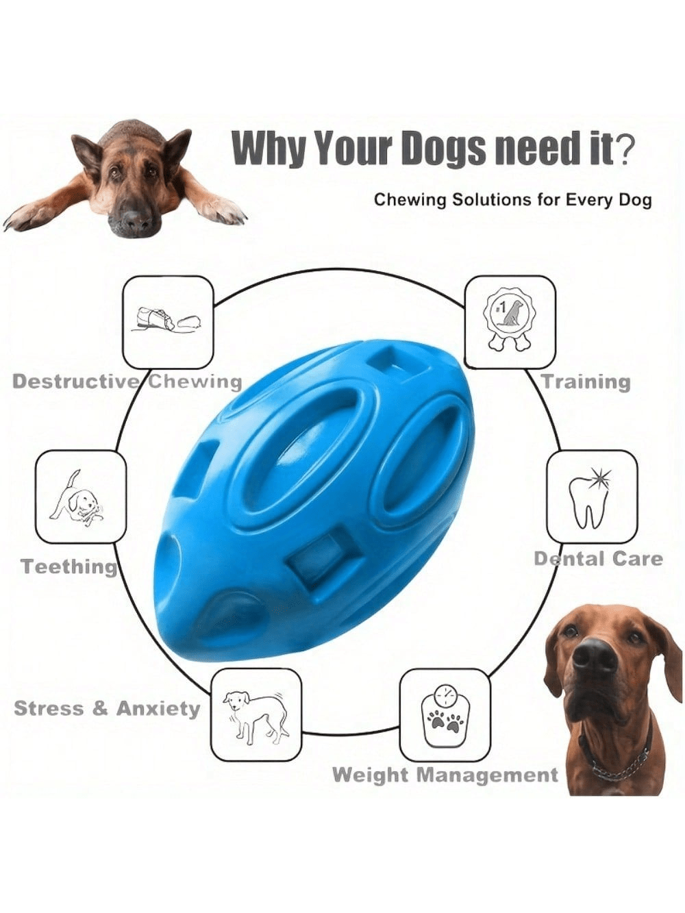 Indestructible Dog Chew Toy - 1 Adet Kırılmaz Gıcırtılı Rugby Topu